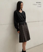 Order (W) Falda Gris a Cuadros con Pliegues y Hebilla para Mujer MUSINSA STANDARD MWESK0D10-GR