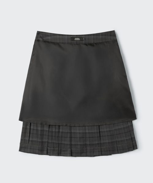 Details for (Women) MUSINSA STANDARD WOMEN Buckle Pleated Check Knee-Length Skirt [Gray] MWESK0D10-GR