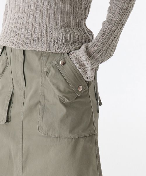 Lookbook (Women) MUSINSA STANDARD WOMEN Cargo Knee-Length Skirt [Sage] MWDSK4Z01-SA