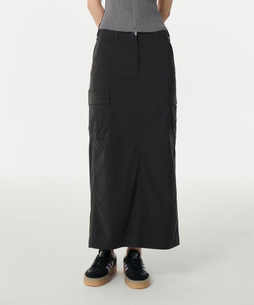 Shop (Women) MUSINSA STANDARD WOMEN Cargo Maxi Skirt [Gunmetal] MWCSK4Z03-GT