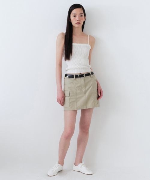 (Women) MUSINSA STANDARD WOMEN Cargo Mini Skirt [Beige] MWCSK2Z02-BE