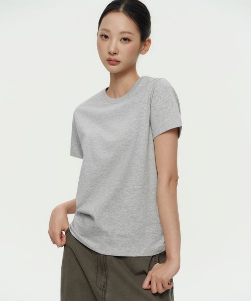 Lookbook (W) MUSINSA STANDARD 女款酷感基础圆领T恤 [中灰色] MWATS5Z09-MR