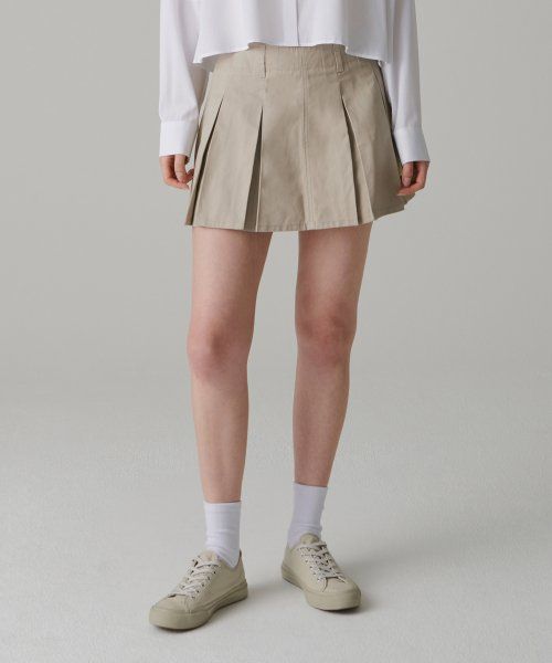 Order (Women) MUSINSA STANDARD WOMEN Cotton Pleated Mini Skirt [Beige] MWCSK3Z02-BE