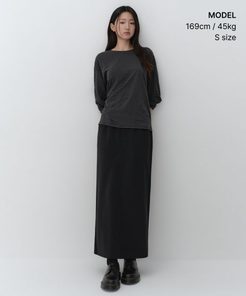 Order (Women) Musinsa Standard Women CR Stripe Relaxed Long Sleeve T-Shirt [Black] MWFTL8A08-BK