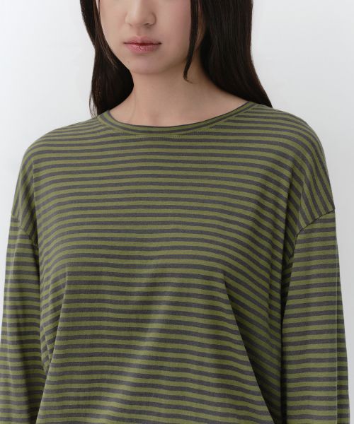 Shop (W) Musinsa Standard 女款CR条纹宽松长袖T恤 [橄榄绿] MWFTL8A08-OL