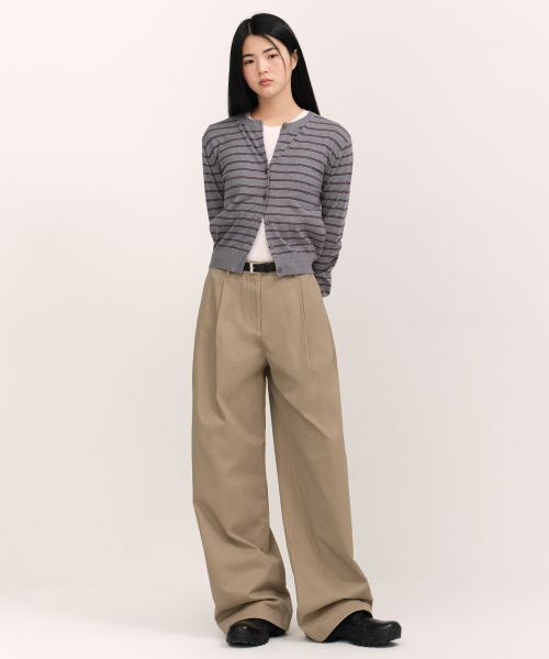 (Women) Musinsa Standard Women Deep Tuck Extra Wide Chino Pants [Beige] MWEPC8C02-BE