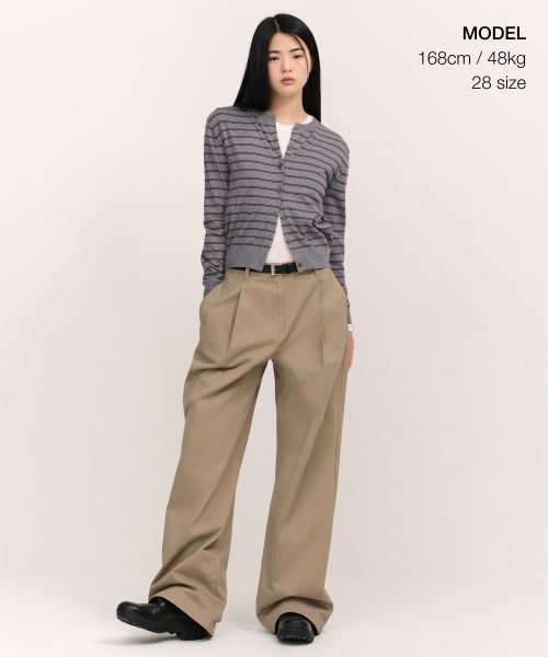 Order (W) MUSINSA STANDARD 女款深褶超宽版卡其裤（米色） MWEPC8C02-BE