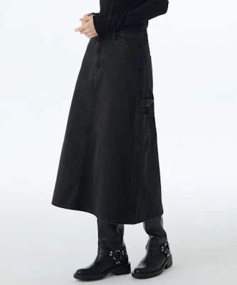 (W) MUSINSA STANDARD 女士洗舊黑色丹寧工裝長裙 MWDSN0Z02-WC Buy (W) MUSINSA STANDARD 女士洗舊黑色丹寧工裝長裙 MWDSN0Z02-WC