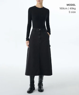 (W) MUSINSA STANDARD 女士洗舊黑色丹寧工裝長裙 MWDSN0Z02-WC Order (W) MUSINSA STANDARD 女士洗舊黑色丹寧工裝長裙 MWDSN0Z02-WC