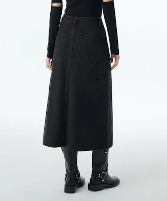 (W) MUSINSA STANDARD 女士洗舊黑色丹寧工裝長裙 MWDSN0Z02-WC Lookbook (W) MUSINSA STANDARD 女士洗舊黑色丹寧工裝長裙 MWDSN0Z02-WC