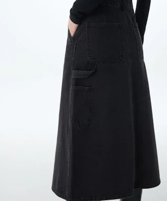 (W) MUSINSA STANDARD 女士洗舊黑色丹寧工裝長裙 MWDSN0Z02-WC Details for (W) MUSINSA STANDARD 女士洗舊黑色丹寧工裝長裙 MWDSN0Z02-WC