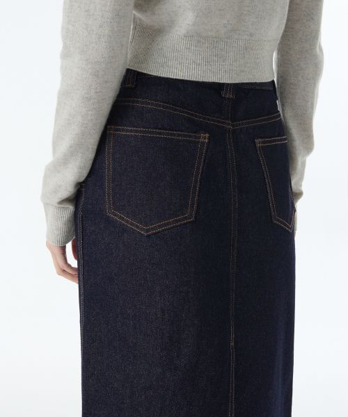 Purchase (W) MUSINSA STANDARD 女士深靛蓝牛仔及膝裙 MWDSN0Z04-DI