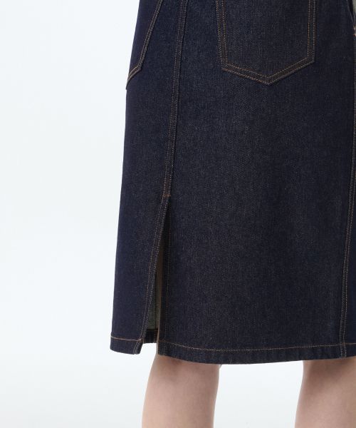 Details for (W) MUSINSA STANDARD 女士深靛蓝牛仔及膝裙 MWDSN0Z04-DI