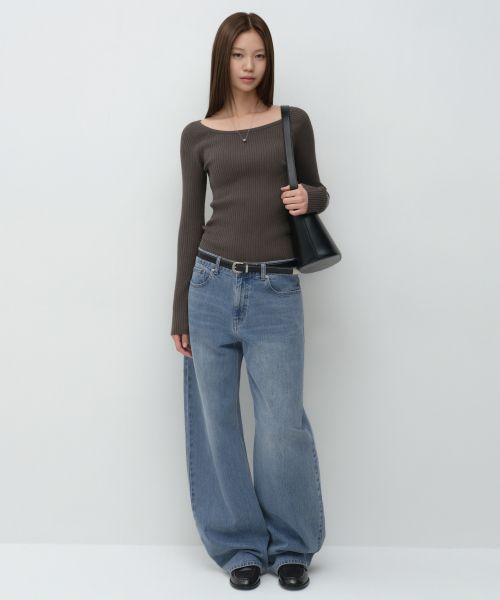 (Women) MUSINSA STANDARD WOMEN Essential Curved Denim Pants [Light Indigo] MWFNP0A05-LI