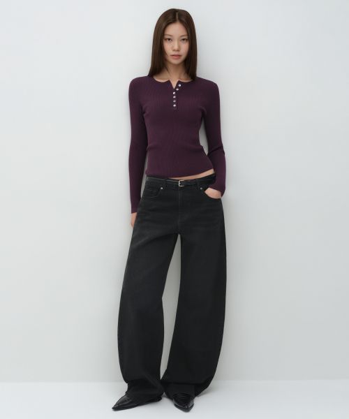(Women) MUSINSA STANDARD WOMEN Essential Curved Denim Pants [Washed Black] MWFNP0A05-WC