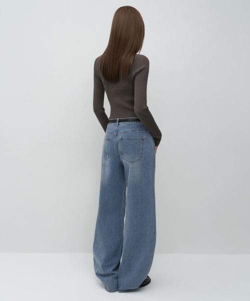 Lookbook (W) MUSINSA STANDARD 女款基础款弧形牛仔裤【浅靛蓝】 MWFNP0A05-LI