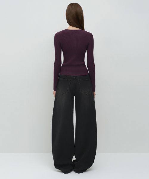 Lookbook (W) MUSINSA STANDARD 女款基础款弧形牛仔裤 [洗黑色] MWFNP0A05-WC