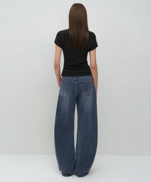 Details for (Women) MUSINSA STANDARD WOMEN Essential Curved Denim Pants [Medium Indigo] MWFNP0A05-MI