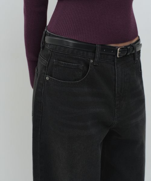 Sizing (W) MUSINSA STANDARD 女款基础款弧形牛仔裤 [洗黑色] MWFNP0A05-WC