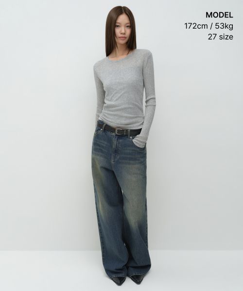 Order (W) MUSINSA STANDARD 女款基本款超寬版牛仔褲【復古藍】 MWFNP0A04-UL