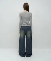 Lookbook (W) MUSINSA STANDARD 女款基本款超寬版牛仔褲【復古藍】 MWFNP0A04-UL