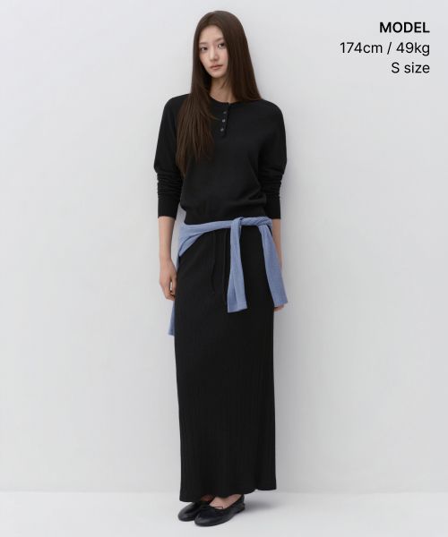 Order (W) MUSINSA STANDARD 女款 Essential 亨利領針織衫（黑色） MWFWL8A03-BK