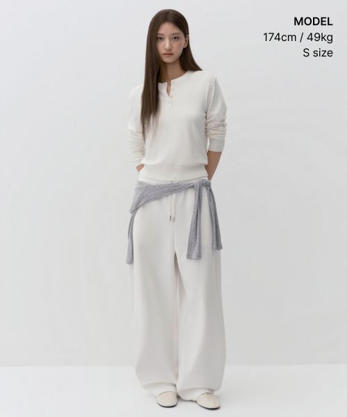 Order (W) MUSINSA STANDARD 女款基本款亨利領針織衫【象牙白】 MWFWL8A03-IV