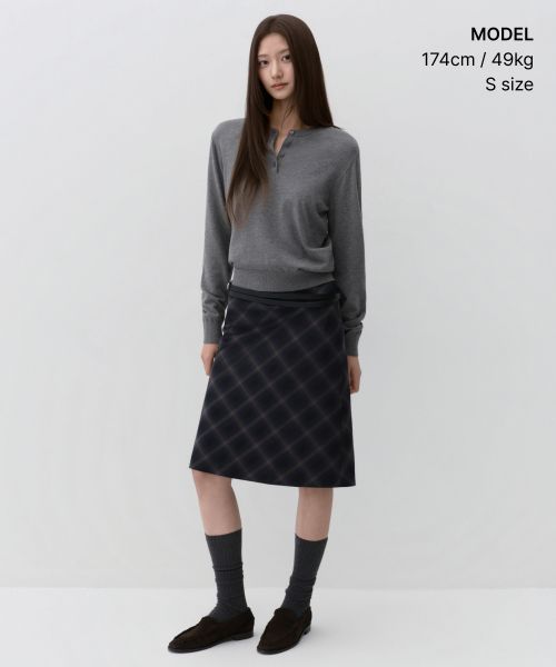 Order (W) MUSINSA STANDARD 女款基本款亨利領針織衫【中灰色】 MWFWL8A03-MR