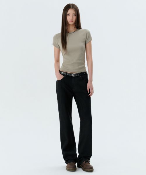 (Women) MUSINSA STANDARD WOMEN Essential Straight Denim Pants [Black] MWFNP0A01-BK