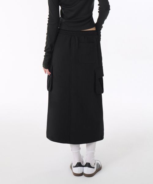 Order (Women) MUSINSA STANDARD WOMEN Flat Terry Sweat Cargo Long Skirt [Black] MWESE2Z01-BK