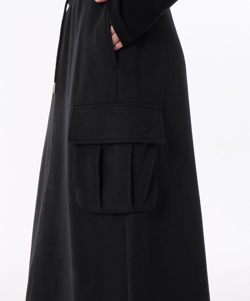 Shop (Women) MUSINSA STANDARD WOMEN Flat Terry Sweat Cargo Long Skirt [Black] MWESE2Z01-BK
