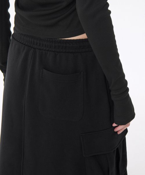 Purchase (Women) MUSINSA STANDARD WOMEN Flat Terry Sweat Cargo Long Skirt [Black] MWESE2Z01-BK