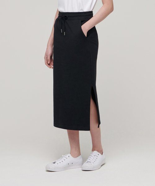 (Women) MUSINSA STANDARD WOMEN Flat Terry Sweat Long Skirt [Black] MWJSE4Z05-BK