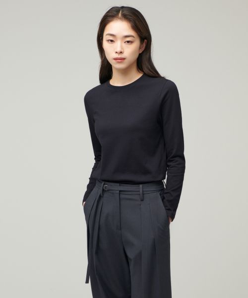 (Women) Musinsa Standard Women Flexible Crew Neck Long Sleeve T-Shirt [Black] MWBTL0Z04-BK