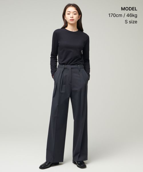 Order (W) Camiseta manga larga mujer Musinsa Standard cuello redondo flexible [Negro] MWBTL0Z04-BK