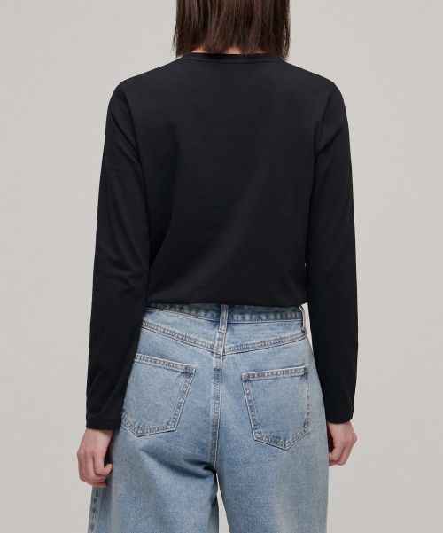 Purchase (W) Camiseta manga larga mujer Musinsa Standard cuello redondo flexible [Negro] MWBTL0Z04-BK