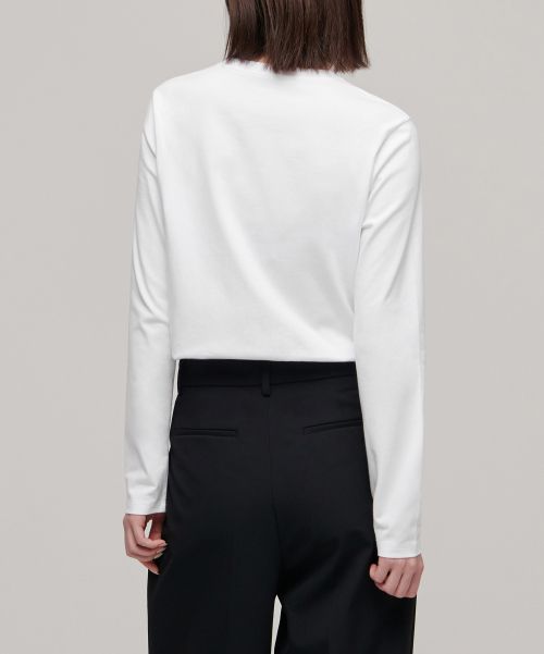 Purchase (W) Musinsa Standard camiseta elástica mujer manga larga cuello redondo [blanca] MWBTL0Z04-WH