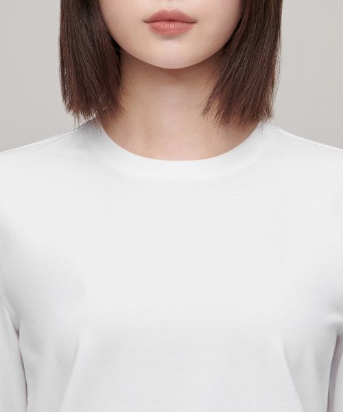 Details for (W) Musinsa Standard camiseta elástica mujer manga larga cuello redondo [blanca] MWBTL0Z04-WH