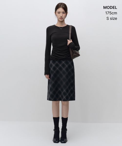 Order (Women) Musinsa Standard Women Front Shirring Long Sleeve T-Shirt [Black] MWFTL8A05-BK