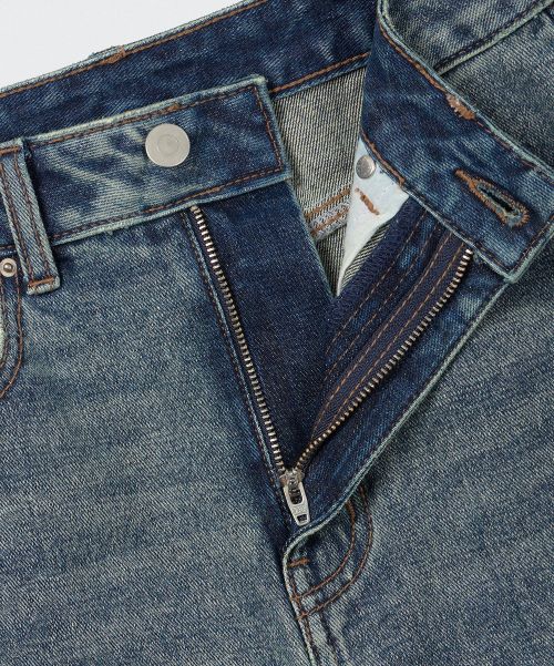 Shop (W) MUSINSA STANDARD 女裝前開衩牛仔長裙 [鏽藍色] MWBSN0Z01-UL