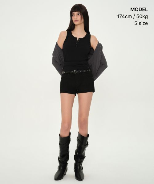Order (Women) MUSINSA STANDARD WOMEN Henry Neck Tank Top [Black] MWFTE6A05-BK