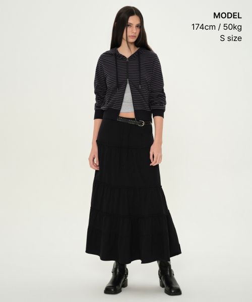 Order (Women) MUSINSA STANDARD WOMEN Jersey Tiered Long Skirt [Black] MWFSE5B01-BK
