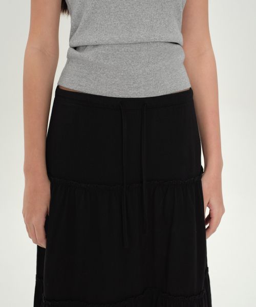 Purchase (Women) MUSINSA STANDARD WOMEN Jersey Tiered Long Skirt [Black] MWFSE5B01-BK