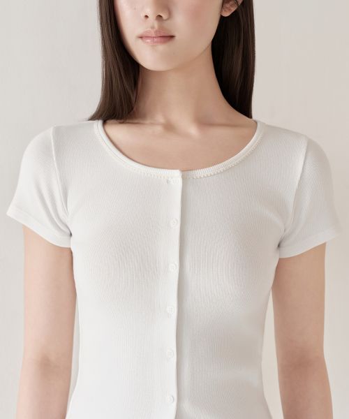 Shop (Women) MUSINSA STANDARD WOMEN Lace Trim Short-Sleeve Jersey Cardigan [White] MWFTS5B17-WH