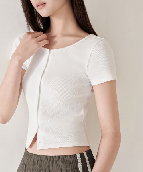 Purchase (Women) MUSINSA STANDARD WOMEN Lace Trim Short-Sleeve Jersey Cardigan [White] MWFTS5B17-WH