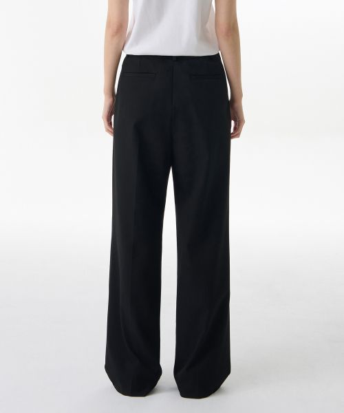 Lookbook (W) MUSINSA STANDARD 女款低腰深摺寬版隱藏式腰頭西裝褲【黑色】 MWDPL9Z05-BK