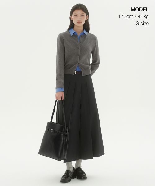 Order (Women) MUSINSA STANDARD WOMEN Low Waist Pleated Maxi Skirt [Gray] MWFSK5D02-GR