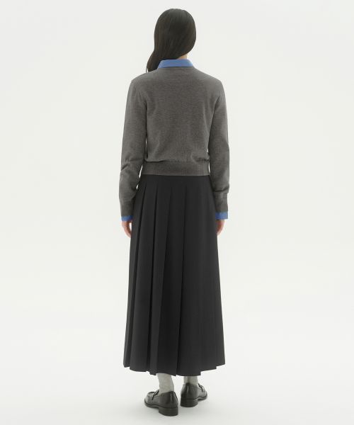 Lookbook (Women) MUSINSA STANDARD WOMEN Low Waist Pleated Maxi Skirt [Gray] MWFSK5D02-GR