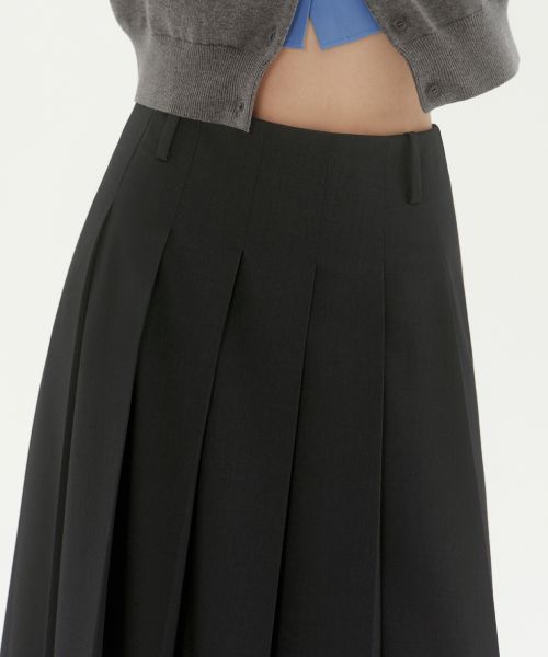 Shop (Women) MUSINSA STANDARD WOMEN Low Waist Pleated Maxi Skirt [Gray] MWFSK5D02-GR