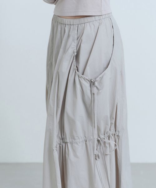 Sizing (W) MUSINSA STANDARD 女裝尼龍褶皺長裙 [灰色] MWFSK5A05-AY
